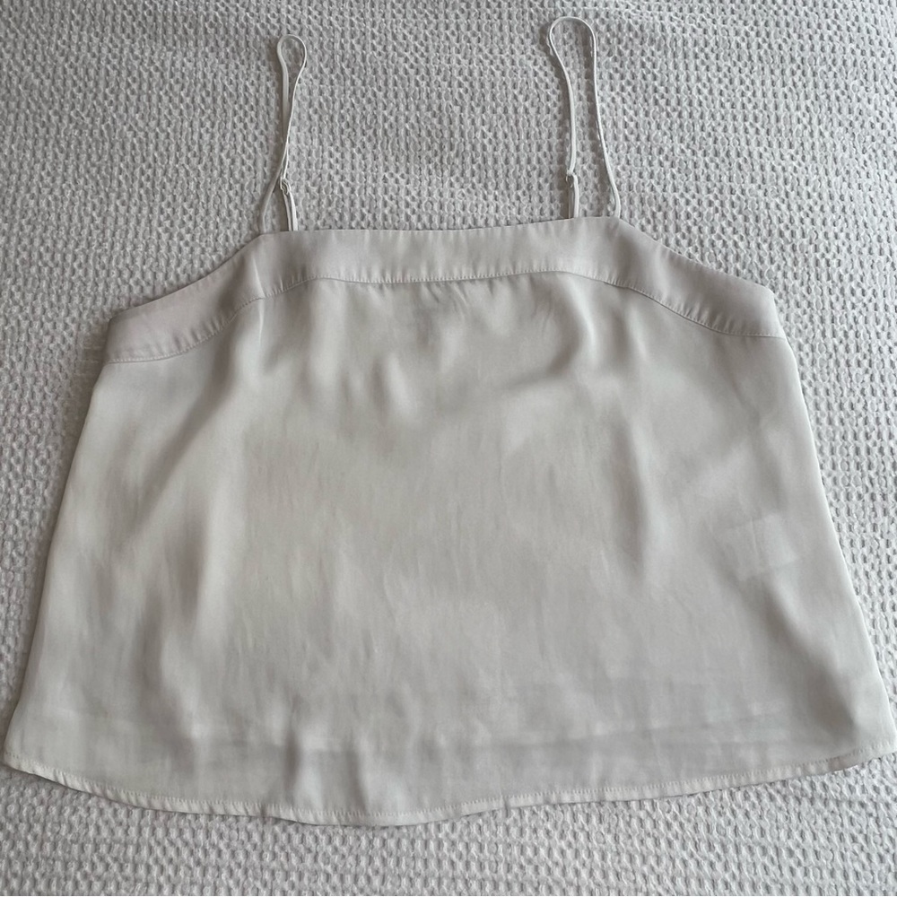 EUC Express Square Neck Flowy Cropped Cami | Off White | Size M